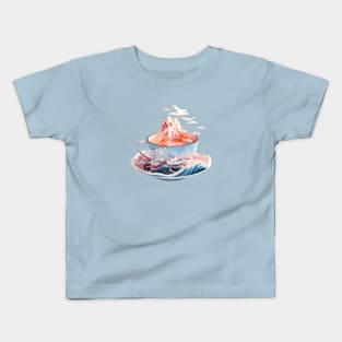 Japanese style semi-surreal landscape teacup Kids T-Shirt